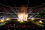 FC Bayern München feiert mit Lasershow und Feuerwerk