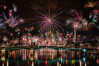 Feuerwerk Silvester Frankfurt Skyline 2019-2020