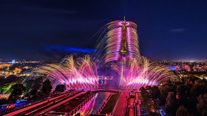 Eiffel-Tower-Paris-Fireworks-Bastille Day 2023