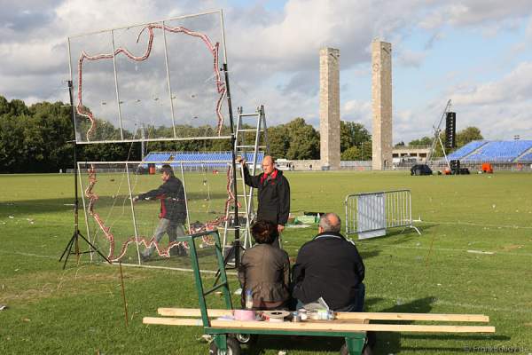 Der Aufbau beim Feuerwerk-World-Championat Pyronale 2009 - Maifeld am Olympiastadion Berlin