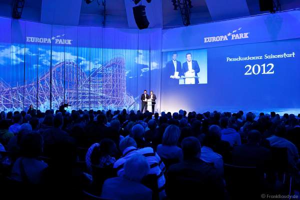 Roland Mack und Volker Klaiber im Rahmen der Presskonferenz des Europa Park zum Saisonstart 2012