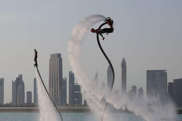 Flyboarder at the Rehearsals for the 44th UAE National Day 2015 in Dubai Design District