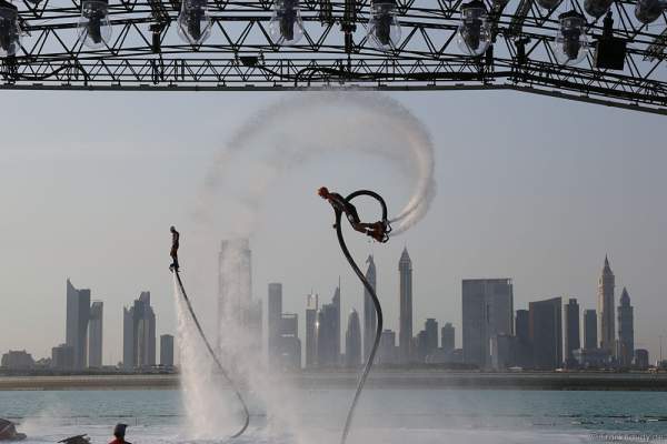 Flyboarder at the Rehearsals for the 44th UAE National Day 2015 in Dubai Design District