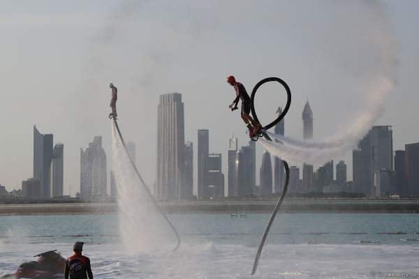 Flyboarder at the Rehearsals for the 44th UAE National Day 2015 in Dubai Design District