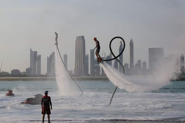 Flyboarder at the Rehearsals for the 44th UAE National Day 2015 in Dubai Design District