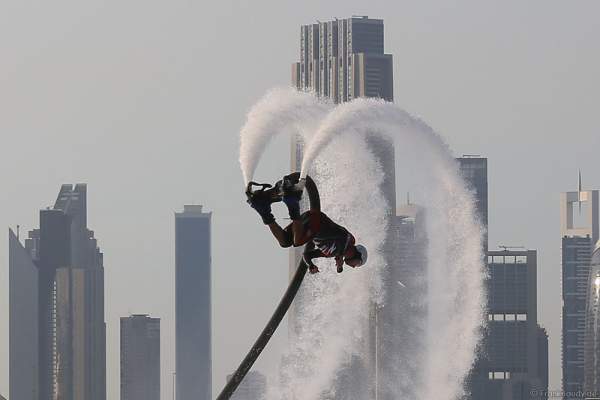 Flyboarder at the Rehearsals for the 44th UAE National Day 2015 in Dubai Design District