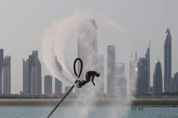 Flyboarder at the Rehearsals for the 44th UAE National Day 2015 in Dubai Design District