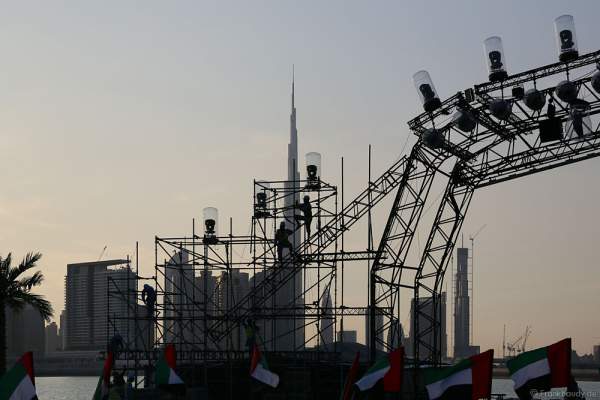 Construction and preparations for the celebration of the 44th UAE National Day 2015 in Dubai Design District