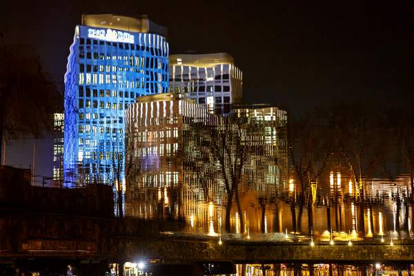 Das LEO Gebäude der ING-DiBa bei der Luminale 2016 in Frankfurt, Luminaleo–lights and you