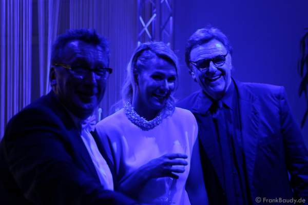 Klaus Schunk, Franziska van Almsick und Roland Mack bei der After-Show-Party beim Radio Regenbogen Award 2016 am 22. April 2016 im Europa-Park in Rust