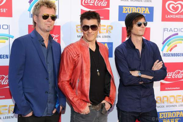 Magne Furuholmen, Morten Harket und Pal Waaktaar-Savoy von a-ha beim Radio Regenbogen Award 2016 am 22. April 2016 im Europa-Park in Rust