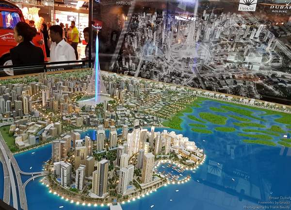 A model of the Dubai Creek Tower / The Tower Project at Dubai Creek Harbour
