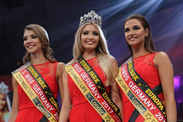 Siegerbild Miss Germany 2017: Sarah Strauß (Miss Bremen 2017), Soraya Kohlmann (Miss Sachsen 2017) und Aleksandra Rogovic (Miss Niedersachsen 2017)