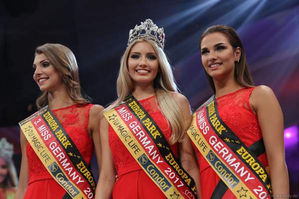 Siegerbild Miss Germany 2017: Sarah Strauß (Miss Bremen 2017), Soraya Kohlmann (Miss Sachsen 2017) und Aleksandra Rogovic (Miss Niedersachsen 2017)