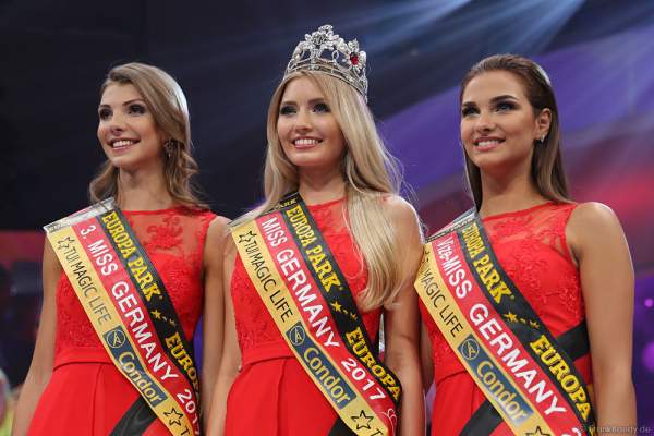 Siegerbild Miss Germany 2017: Sarah Strauß (Miss Bremen 2017), Soraya Kohlmann (Miss Sachsen 2017) und Aleksandra Rogovic (Miss Niedersachsen 2017)