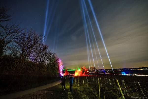 Leuchtende Weinbergnacht 2017 mit Himmelsstrahler (Skybeamer) in Bad Dürkheim
