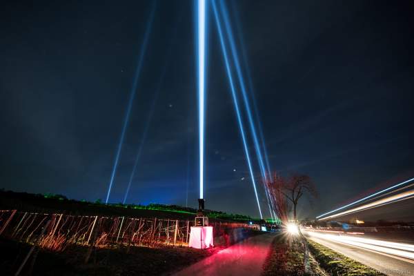 Leuchtende Weinbergnacht 2017 mit Himmelsstrahler (Skybeamer) in Bad Dürkheim