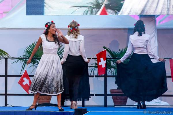 Team Schweiz Dijana Cvijetic, Melanie Pardo und Anja Lopes beim 2. Europäischen Missen TEAM-Cup am 6. Juli 2017 im Europa-Park in Rust