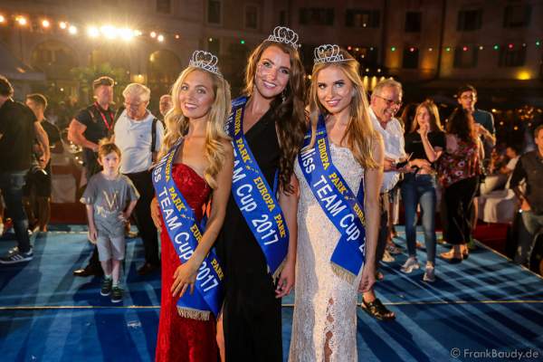 Gewinnerteam Niederlande Vienne Passchier, Zoé Niewold und Floor Masselink beim 2. Europäischen Missen TEAM-Cup am 6. Juli 2017 im Europa-Park in Rust