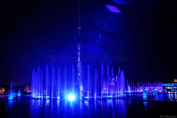 Opening ceremony of the Circle of Light 2017 in Moscow with water show at the Ostankino tower and on Ostankino pond