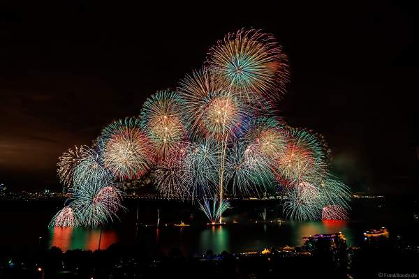Japanisches Hanabi Feuerwerk zum Abschluss von CIRCLE OF LIGHT 2017 in Moskau am Strogino See