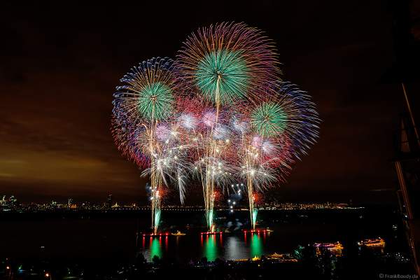Japanese Hanabi fireworks at the closing ceremony of CIRCLE OF LIGHT 2017 in Moscow on Strogino Lake