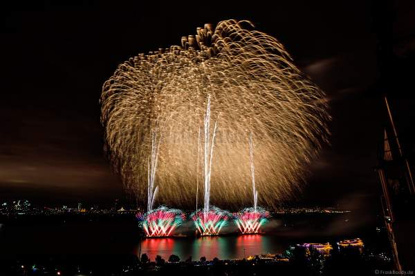 Japanese Hanabi fireworks at the closing ceremony of CIRCLE OF LIGHT 2017 in Moscow on Strogino Lake