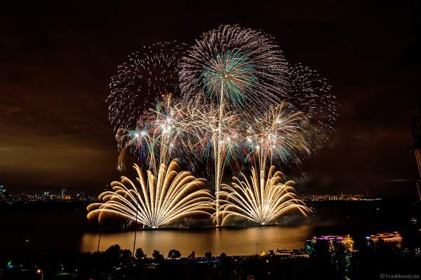 Japanese Hanabi fireworks at the closing ceremony of CIRCLE OF LIGHT 2017 in Moscow on Strogino Lake