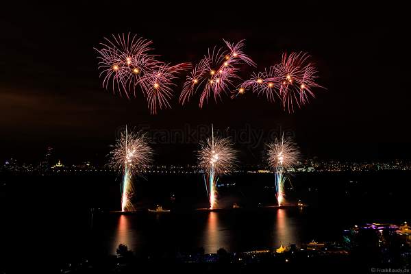 Japanese Hanabi fireworks at the closing ceremony of CIRCLE OF LIGHT 2017 in Moscow on Strogino Lake