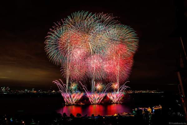 Japanese Hanabi fireworks at the closing ceremony of CIRCLE OF LIGHT 2017 in Moscow on Strogino Lake