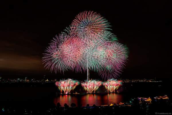 Japanese Hanabi fireworks at the closing ceremony of CIRCLE OF LIGHT 2017 in Moscow on Strogino Lake