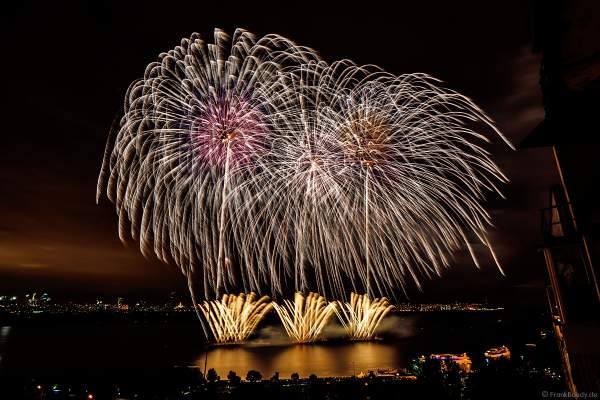 Japanese Hanabi fireworks at the closing ceremony of CIRCLE OF LIGHT 2017 in Moscow on Strogino Lake