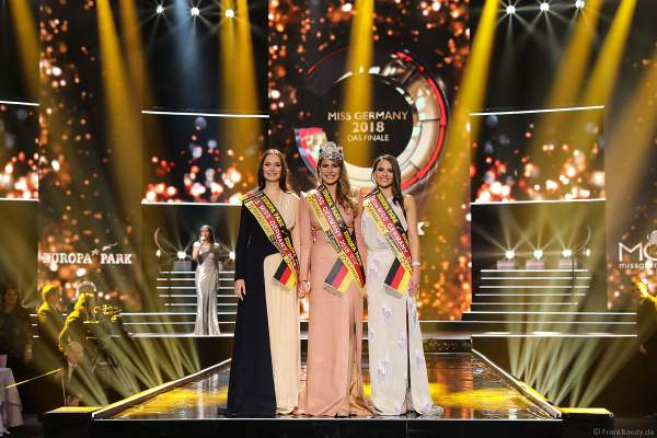Siegerbild: 3. Miss Germany 2018 Sarah Deborah Zahn (Miss Bayern 2018), Miss Germany 2018 Anahita Rehbein (Miss Baden-Württemberg 2018), Vize-Miss Germany 2018 Alena Krempl (Miss Westdeutschland 2018)