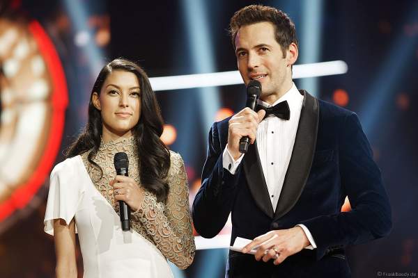 Die Moderatoren der Miss Germany 2018 Wahl: Alexander Mazza - TV-Moderator, Rebecca Mir - Model & Moderatorin