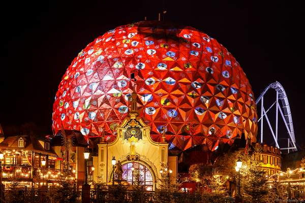 3D-Videomapping-Show MIRACULEUX auf der Kugel des Eurosat – CanCan Coaster im Europa-Park zur Wintersaison 2018/2019