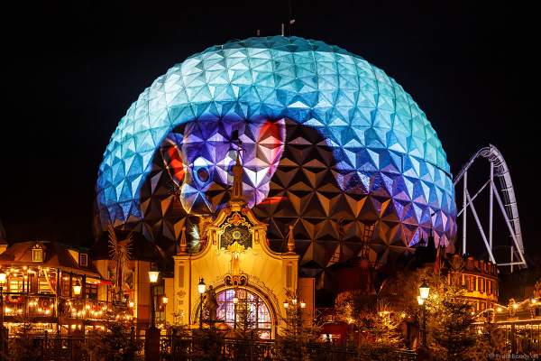 3D-Videomapping-Show MIRACULEUX auf der Kugel des Eurosat – CanCan Coaster im Europa-Park zur Wintersaison 2018/2019