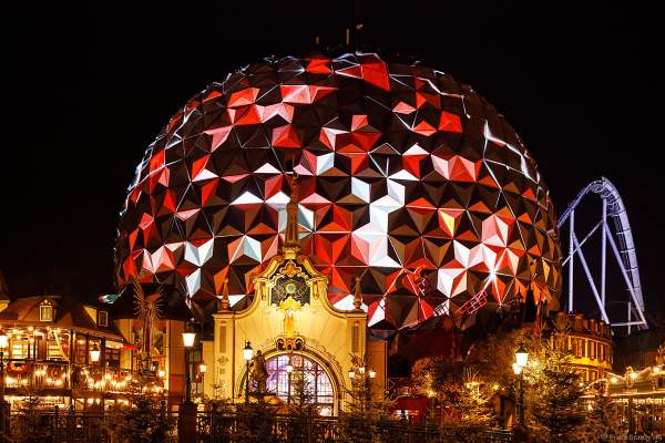 3D-Videomapping-Show MIRACULEUX auf der Kugel des Eurosat – CanCan Coaster im Europa-Park zur Wintersaison 2018/2019