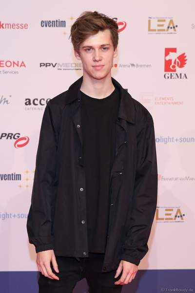 Musiker Jannik Brunke beim PRG Live Entertainment Award (LEA) 2019 in der Festhalle in Frankfurt