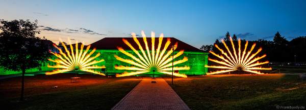 Flammenprojektoren beim Festungsfest 2019 im Stadtpark "Fronte Lamotte" in Germersheim