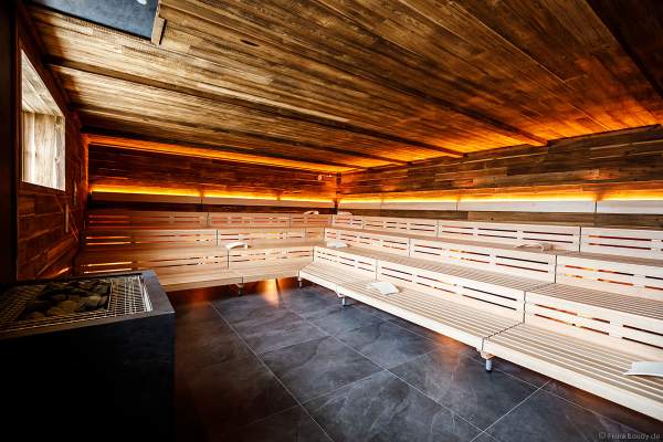 Eine der beiden textilfreien Saunen "lille" und "stor" in HYGGEDAL in der Wasserwelt Rulantica