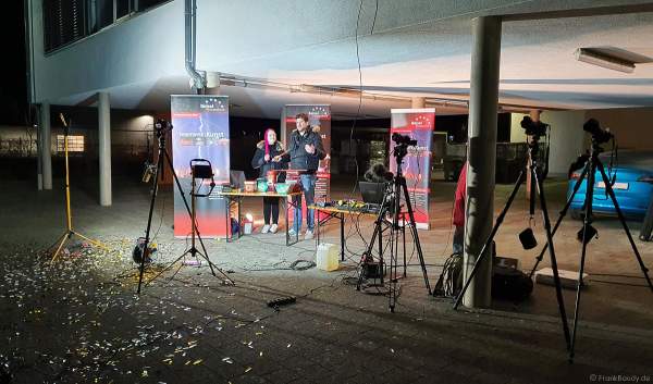 Das Setup für die Moderation, Videoübertragung und Fotos bei der XXL LIVE Böllertour