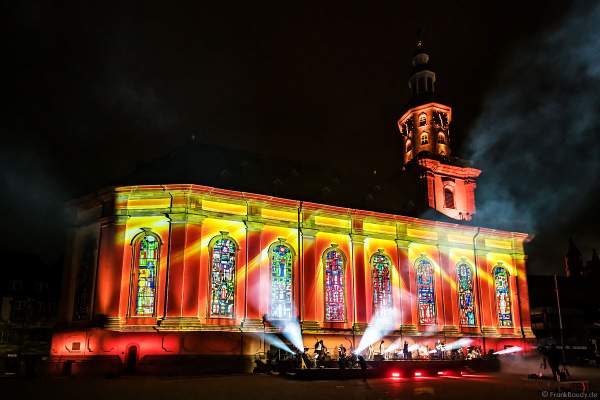 Multimedia-Inszenierung DER LUTHER-MOMENT an der Dreifaltigkeitskirche zum Gedenken an Martin Luther am 17. April 2021 beim Reformationsjubiläum "500 Jahre Reichstag zu Worms"