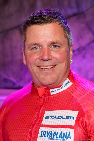 Bob-Olympiasieger Beat Hefti bei der Eröffnung von Europas größter Speed-Rutsche „Vikingløp" in der Wasserwelt Rulantica des Europa-Park