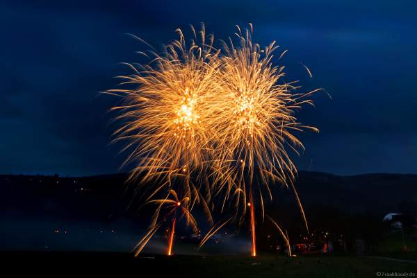 Großes Feuerwerk-Vorschießen beim PYROFORUM 2023 oberhalb des Loreley-Plateaus