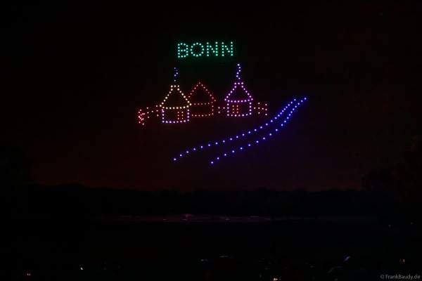 Rhein in Flammen in Bonn/Rheinaue 2024 mit einer Drohnenshow/Lichtshow