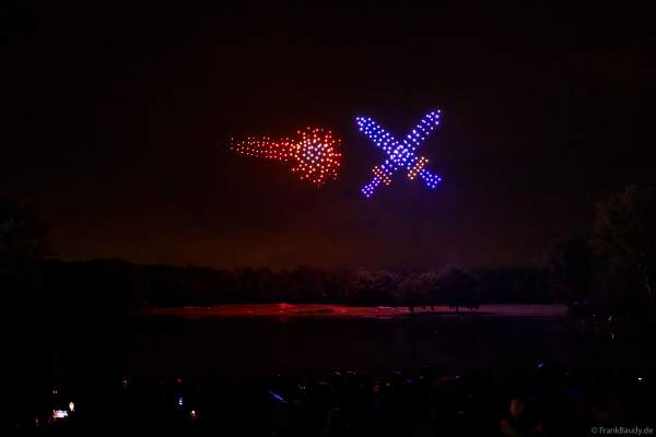 Rhein in Flammen in Bonn/Rheinaue 2024 mit einer Drohnenshow/Lichtshow