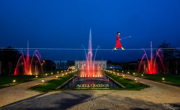 Historische Orangerie von Moët & Chandon im Lichterglanz