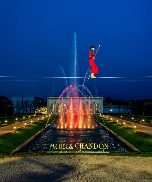 Historische Orangerie von Moët & Chandon im Lichterglanz