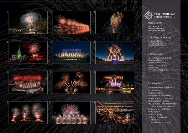 Feuerwerk Fotokalender 2019 - Index